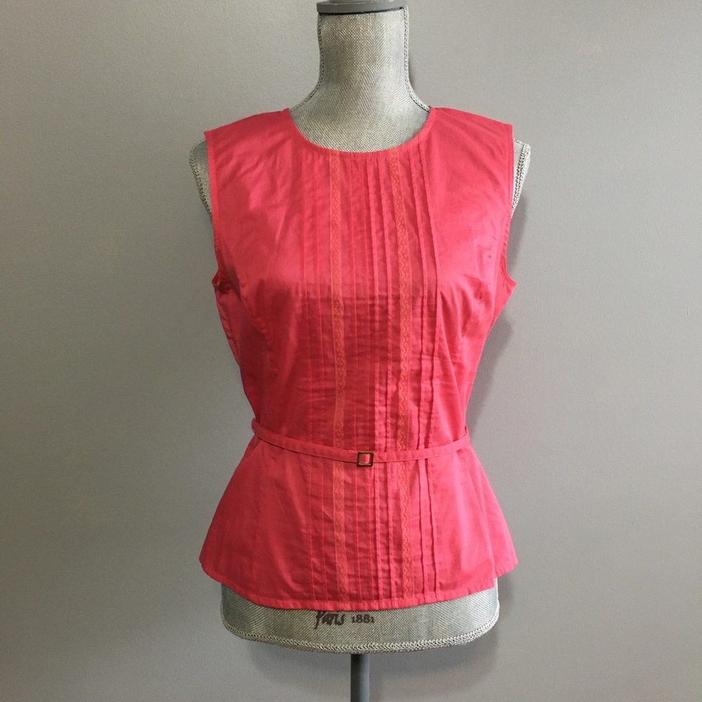 Express sleeveless coral belted blouse